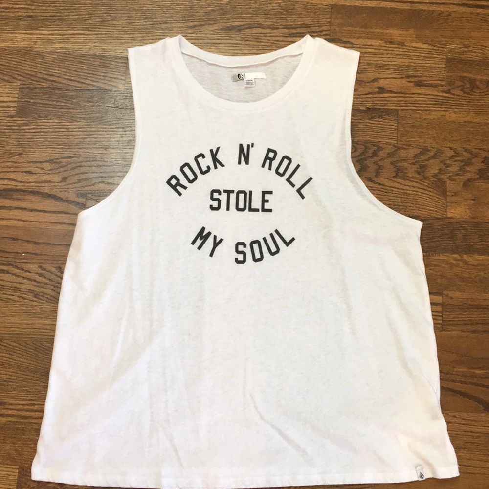 Volcom white graphic tank top